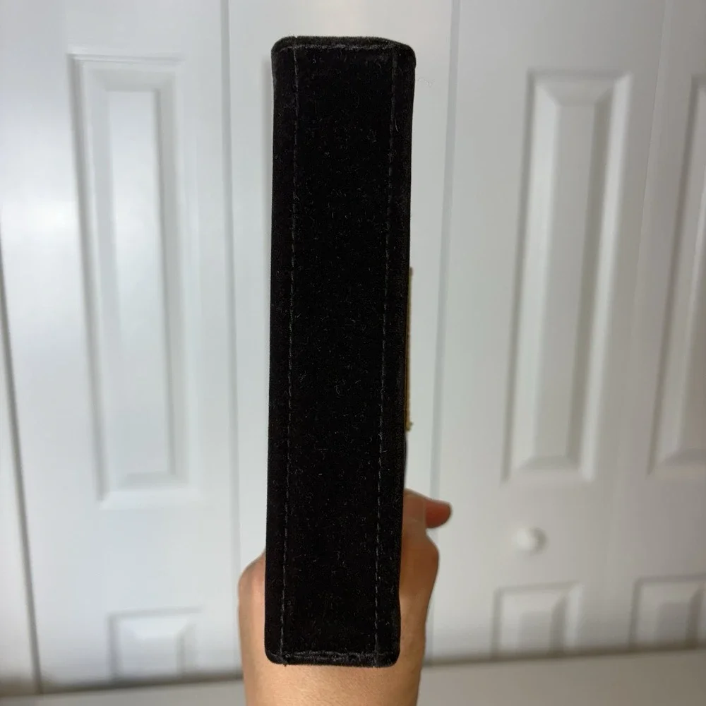 Yves Saint Laurent YSL Vintage Velvet Clutch Perfume Bag Brown With Mirror - Picture 5 of 9